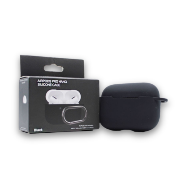 SILICONE CASE WITH KEYCHAIN BLACK STRAP FOR APPLE AIRPODS PRO