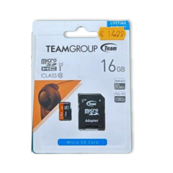 TEAM GROUP MEMORY CARD 16GB USH-I MICRO SD CARD CLASS 10 WITH ADAPTER